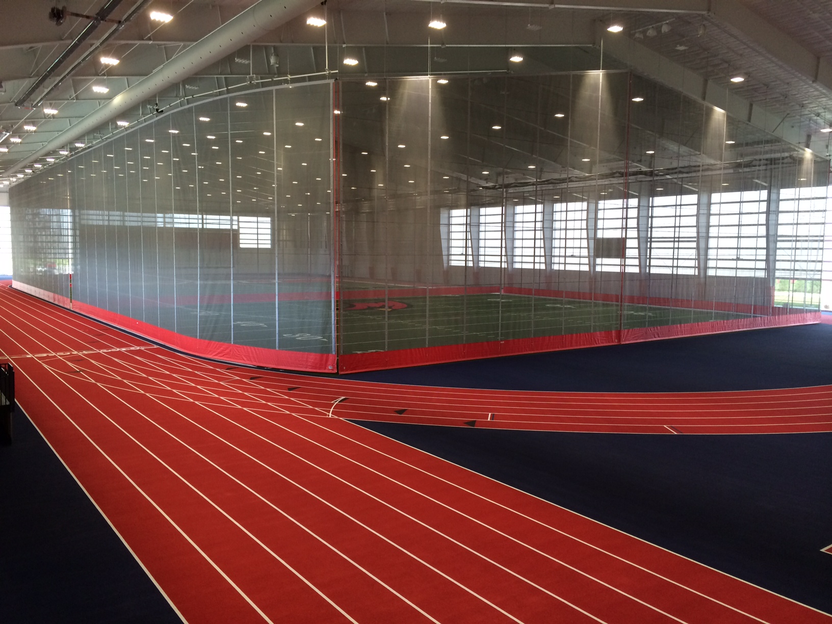 Field house divider curtain — Saginaw Valley State University indoor athletic facility